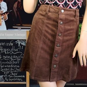 Brown faux suede mini skirt